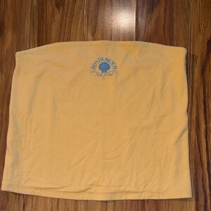 wild fable Pale Yellow Tube Top with Blue Shell Logo